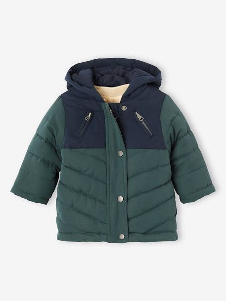 Parka 3 em 1 com casaco amovível, para bebé menino AZUL ESCURO LISO+verde-abeto 