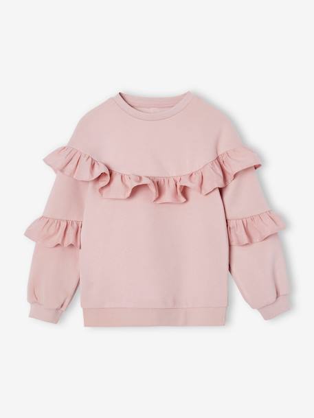 Sweat com folhos, para menina malva 