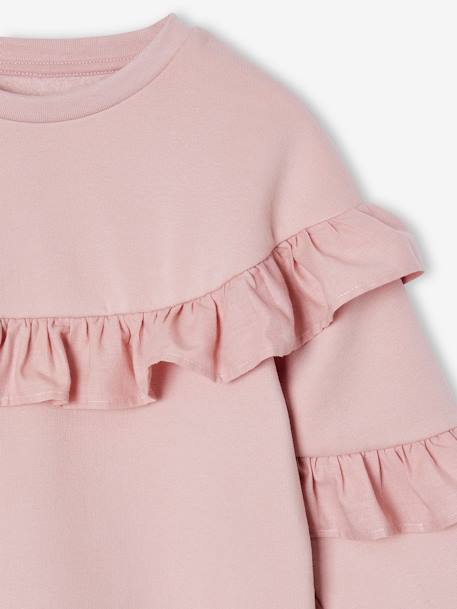 Sweat com folhos, para menina malva 