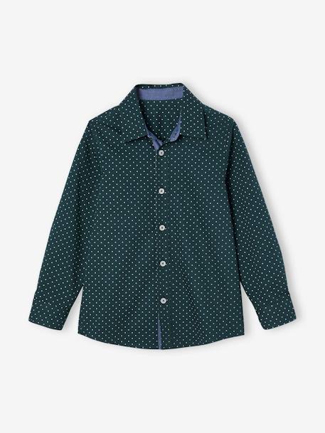 Camisa estampada às bolas, para menino AZUL CLARO ESTAMPADO+CASTANHO ESCURO ESTAMPADO+verde-abeto 