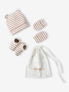 Bebé 0-36 meses-Conjuntos-Conjunto gorro + luvas de polegar + sapatinhos + bolsa, para personalizar, de bebé