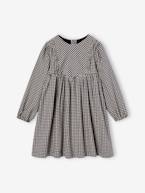 Vestido em vichy, com folhos, para menina quadrados cinzentos 