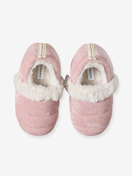 Pantufas com forro em pelo, para menina rosa 