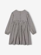 Vestido em vichy, com folhos, para menina quadrados cinzentos 