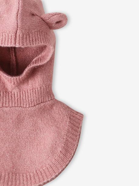 Gorro com plastrão em malha, para bebé menina bege mesclado+rosa-pálido 