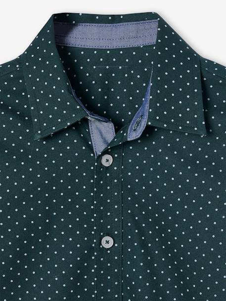 Camisa estampada às bolas, para menino AZUL CLARO ESTAMPADO+CASTANHO ESCURO ESTAMPADO+verde-abeto 