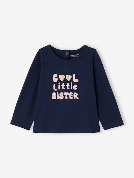 Camisola 'cool little sister' Basics, para bebé marinho 