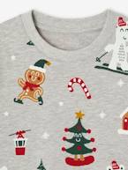 Sweat de Natal com motivos engraçados, para menino cinza mesclado 