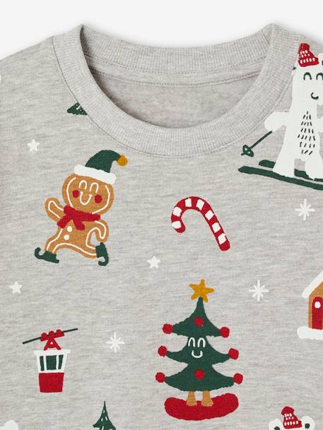 Sweat de Natal com motivos engraçados, para menino cinza mesclado 