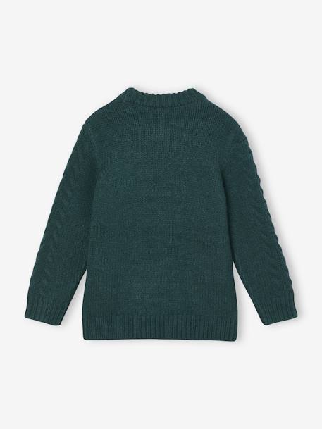 Camisola aos torcidos, para menino cru+verde-abeto 