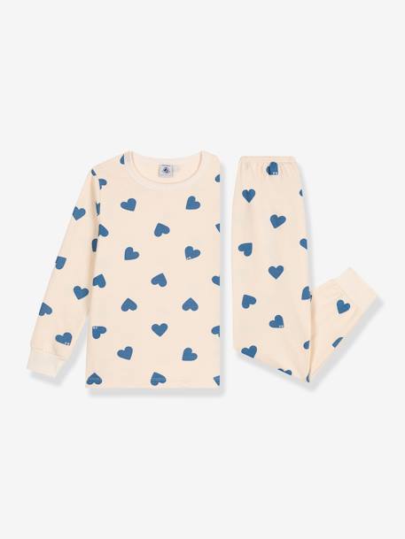 Pijama em algodão, corações, Petit Bateau bege 