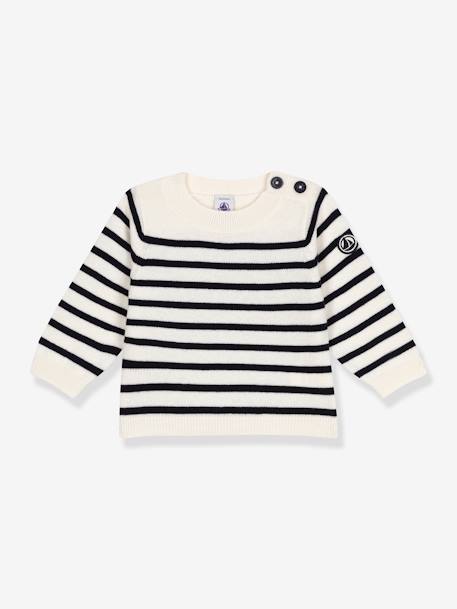 Camisola em tricot, da PETIT BATEAU riscas azuis 