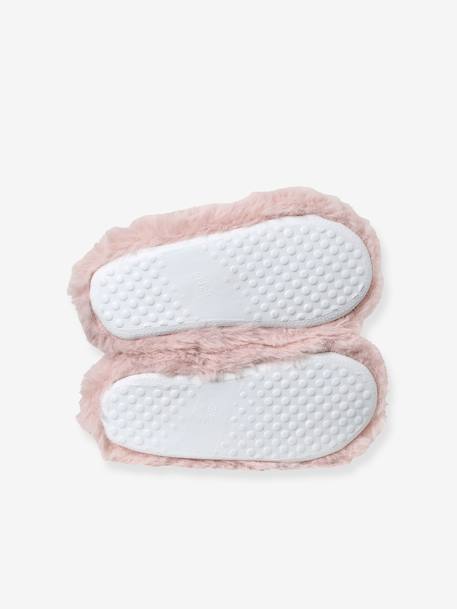 Pantufas estilo pelinho, com elástico, para menina rosa 