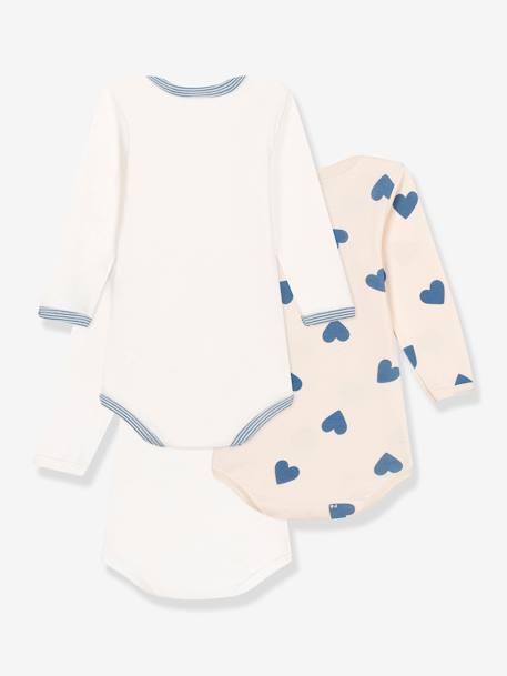 Lote de 3 bodies, da PETIT BATEAU azul-acinzentado 