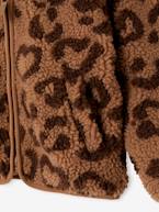 Casaco com capuz, em sherpa estampado leopardo, para menina castanho estampado 