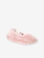 Pantufas estilo pelinho, com elástico, para menina rosa 