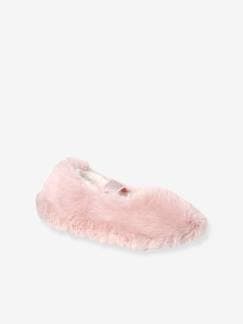 Pantufas estilo pelinho, com elástico, para menina