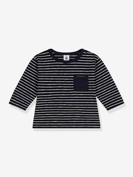 Camisola de mangas compridas, em jersey fino, para bebé, da Petit Bateau riscas marinho 