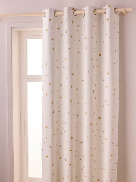 Cortinado opaco, com ilhós, às estrelas BRANCO MEDIO ESTAMPADO 