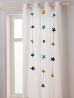 Têxtil-lar e Decoração-Decoração-Cortinados-Cortinado translúcido, ilhós e grinalda com estrelas