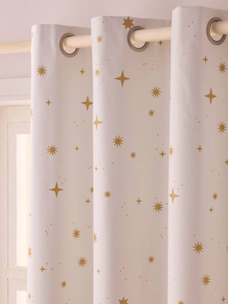 Cortinado opaco, com ilhós, às estrelas BRANCO MEDIO ESTAMPADO 