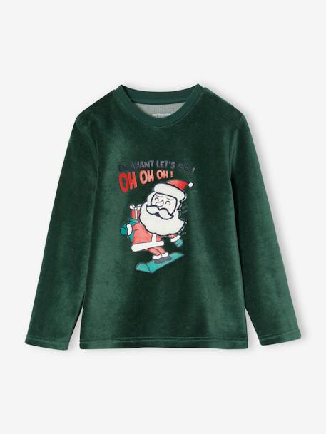 Pijama de Natal, em veludo, para menino verde 