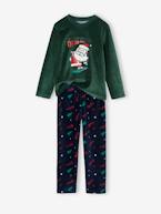 Pijama de Natal, em veludo, para menino verde 