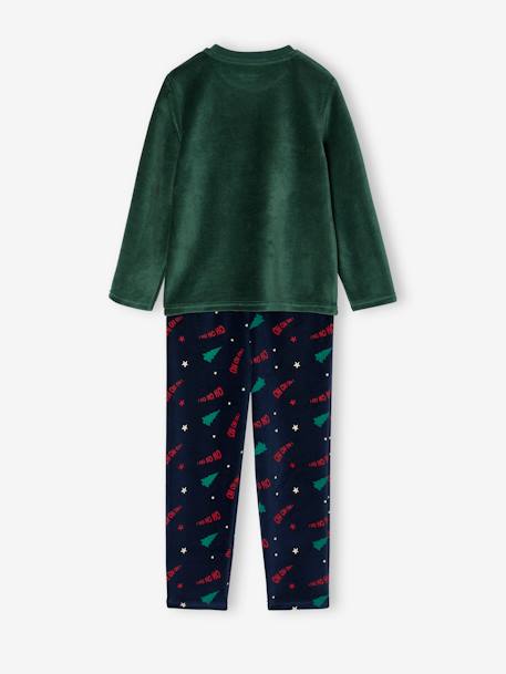 Pijama de Natal, em veludo, para menino verde 