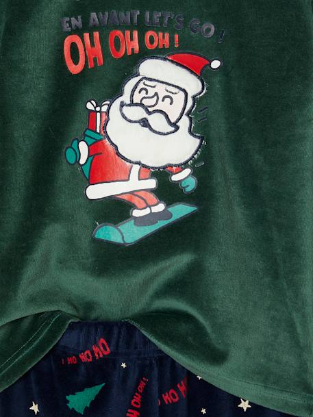 Pijama de Natal, em veludo, para menino verde 