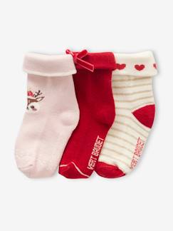 Bebé 0-36 meses-Meias, collants-Conjunto com 3 pares de meias de Natal, para bebé menina