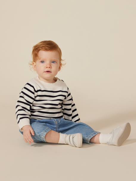 Camisola em tricot, da PETIT BATEAU riscas azuis 