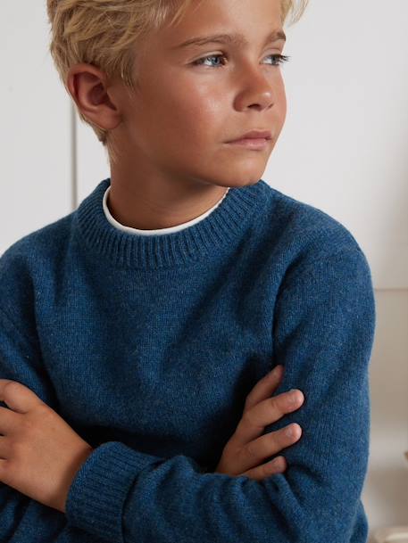 Camisola com grande percentagem de lã, para menino, da CYRILLUS azul 