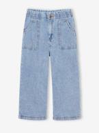 Jeans largos estilo carpinteiro, para menina azul claro+azul medio 