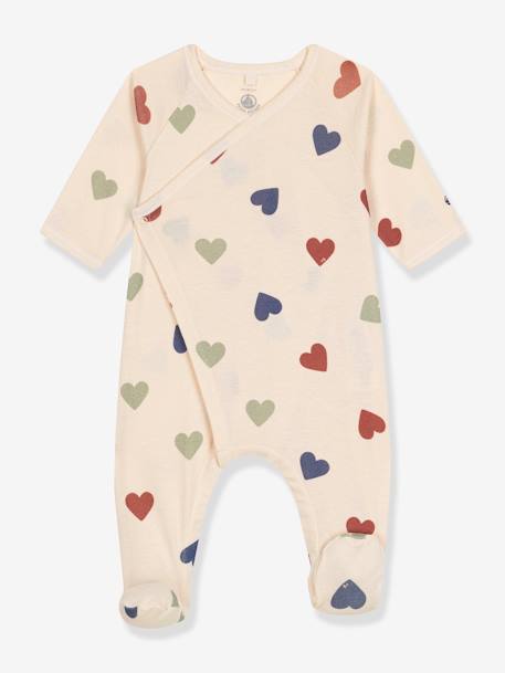 Pijama coração, em algodão, para bebé, da Petit Bateau bege 