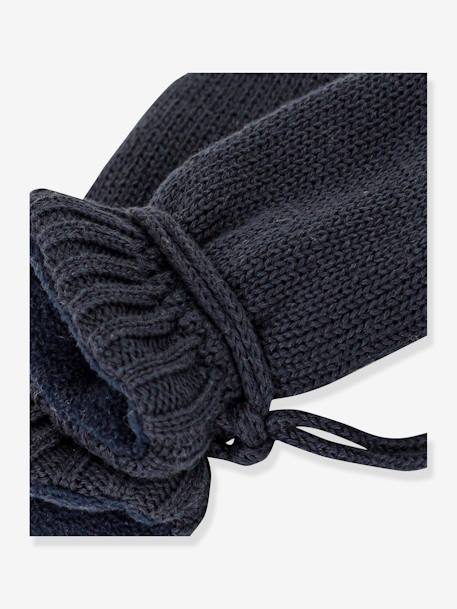 Luvas para bebé, em tricot, forro em polar reciclado, da Petit Bateau azul 