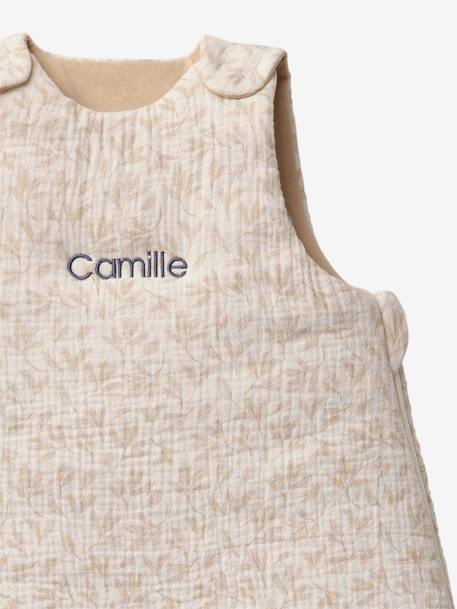 Saco de bebé personalizável, sem mangas, Hygge bege estampado 