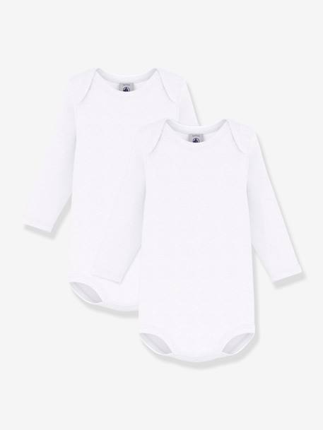 Lote de 2 bodies de mangas compridas, da Petit Bateau branco 