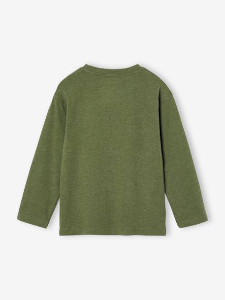 Camisola com raposa, de mangas compridas, para menino verde mesclado 