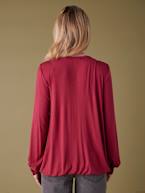 Camisola pré-mamã, efeito blusa cruzada à frente, ENVIE DE FRAISE bordeaux 