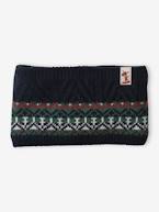 Caixa presente de Natal, gorro + gola snood + luvas, para menino verde-abeto 