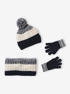 Menino 2-14 anos-Conjuntos-Conjunto colorblock, gorro + gola snood + luvas, para menino