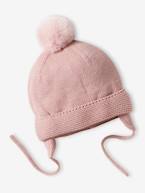 Conjunto gorro + gola snood + luvas de polegar, para bebé menina rosado+rosa-pálido 