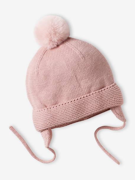 Conjunto gorro + gola snood + luvas de polegar, para bebé menina rosado+rosa-pálido 