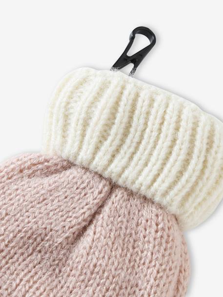 Conjunto Gatinho com gorro + gola snood + luvas para bebé menina rosa-pálido 