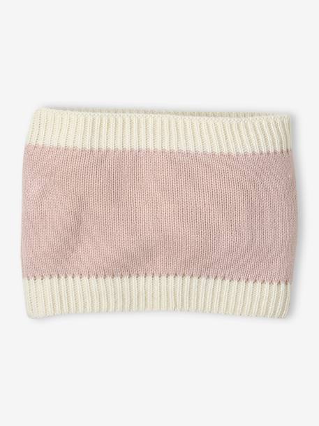 Conjunto Gatinho com gorro + gola snood + luvas para bebé menina rosa-pálido 