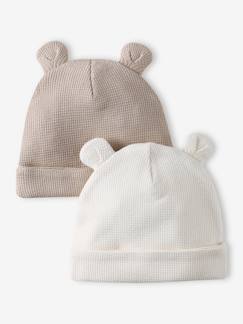 Bebé 0-36 meses-Acessórios-Chapéus-Lote de 2 gorros, em algodão, recém-nascido