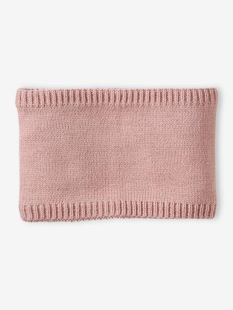 Conjunto gorro + gola snood + luvas de polegar, para bebé menina rosado+rosa-pálido 