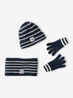 Menino 2-14 anos-Conjuntos-Conjunto estilo marinheiro, gorro + gola snood + luvas, para menino