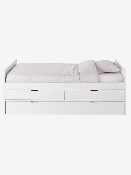 Cama extensível com gavetas de arrumação branco 