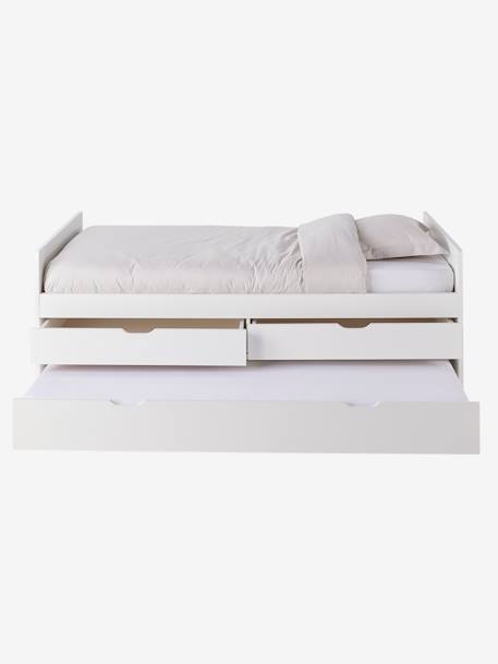 Cama extensível com gavetas de arrumação branco 